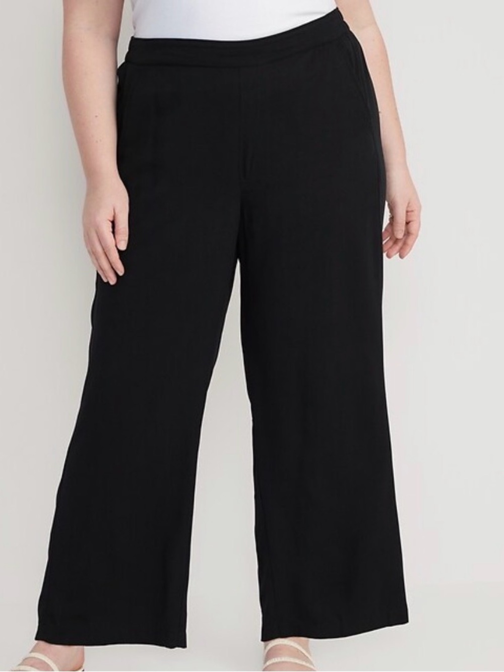 Old Navy Women’s Plus Black High Waisted Playa Wide Leg Pull-On Pants 2X